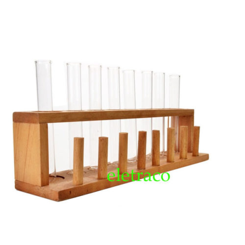 Test tube set with wooden rack
